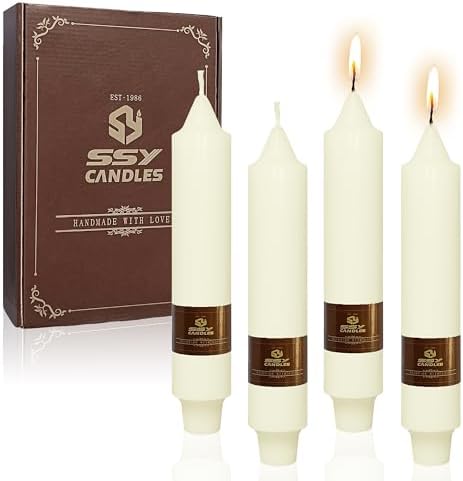 Cream White Taper Candle Candle Sticks, 7 Inch Mini Pillar Candles, 4PCS Handmade Unscenteds Candlesticks for Festive, Party, Spell, Wedding, Home Decor by FCMSHAMD