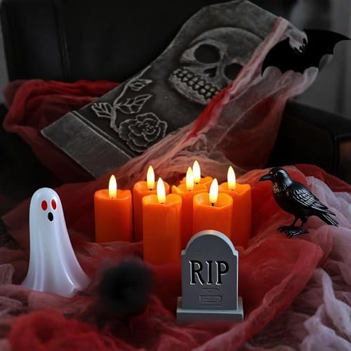 Battery Operated Flameless Votive Candle with Remote and Timer Orange 6 PCS - Image 6