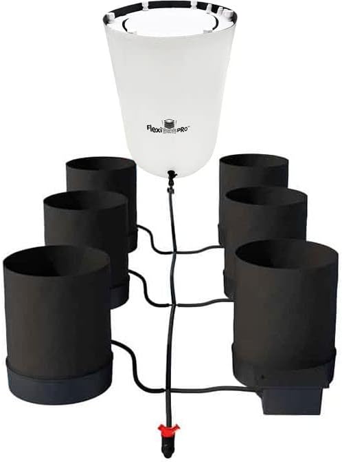 AutoPot 6 Pot GeoPot Systems with 3 Gallon Fabric Pots - Self-Watering, Gravity-Fed Hydroponic System (6Pot with 25 gal PRO Flexi Tank) Indoor, Black