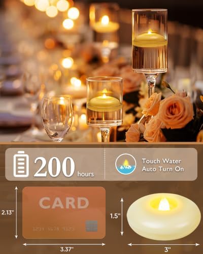 Homemory 24Pack 3" Ivory Flameless Floating LED Candle, Waterproof Tealight - Image 2