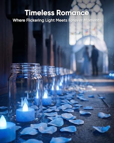 Homemory 50-Pack Light Blue Flameless Battery Tealight Candles, 200+ Hours - Image 4