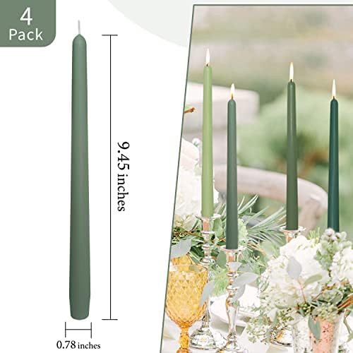 Green Taper Candle 10 inch - Set of 4 Tapered Candles Ideal as Dinner Candles - Cedar Scented Taper Candles Smokeless Long Burning Tall Candlesticks - Image 5
