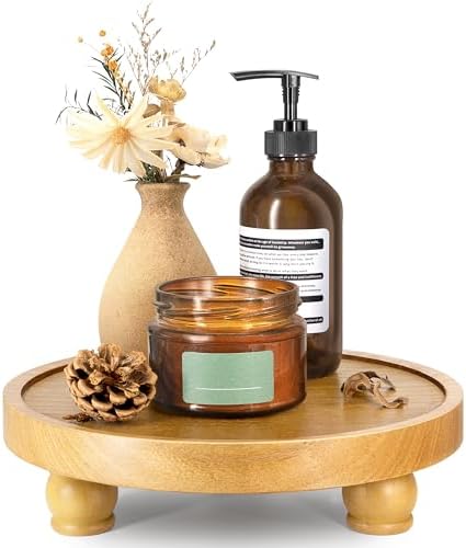 EOSAHR Wood Display Riser: Rustic Pedestal Stand for Bathroom Decor, Yellow by EOSAHR