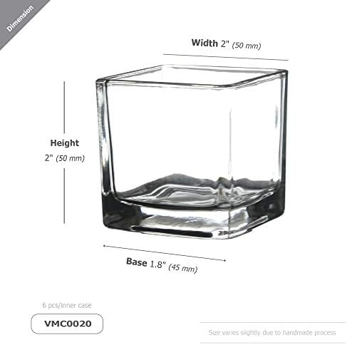 WGV 2 Inch Tea Light Votive Candle Holder, Clear, Square Cube 2”x2”, Small Tiny Bulk, Home Décor, Table Top, 24 Pcs - Image 2