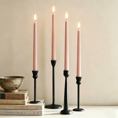 Dusty Pink Flameless Taper Candles with Remote Set of 4 - Image 5