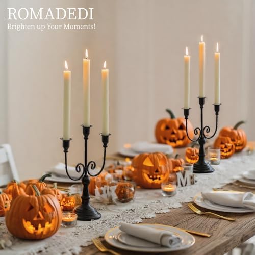Romadedi Halloween Candelabra, Black 3-Arm Candle Holders, Set of 2 - Image 5