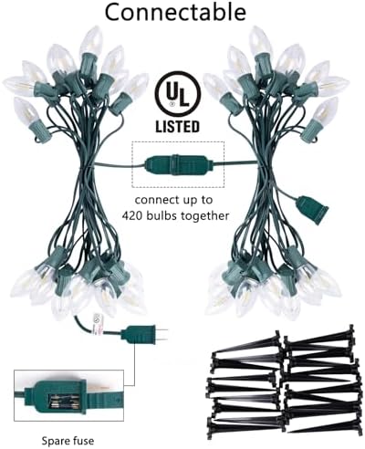 Brightown C9 Christmas Lights Outdoor, 4 Packs Total 103 Ft Christmas Pathway Lights with 80 LED Bulbs and Stakes, Connectable Outdoor Christmas Decorations Yard Walkway Sidewalk Holiday, Warm White - Image 4