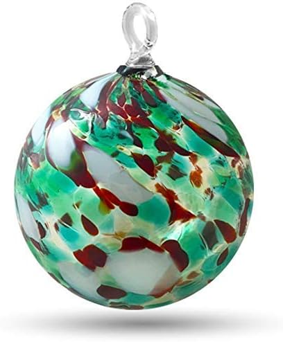 Luke Adams Glass | 3" Mini Glass Ornament | Handmade Home Décor | Hanging Garden Gazing Ball (Holly)
