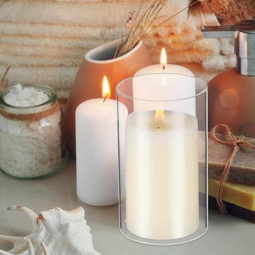 Ciieeo 4Pcs Open Ended Glass Hurricane Sleeves - 3.93 inches Height by 2.36 inches Diameter Circular Cylinder Shield Tubes for Tabletop Centerpieces Wedding Restaurant Replacement Chimney - Image 3
