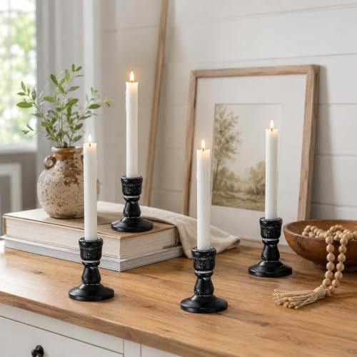 Wooden Taper Candle Holders: Rustic Farmhouse Decor, Set of 4 by CreatedforWeddingsandHome