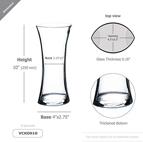 WGV Gathering Bouquet Vase, 4.5" W, 10" H, Clear Glass Floral with Flared Oval Opening, Centerpiece, Home Wedding Event Decor, 1 Piece (VCK0910) - Image 2