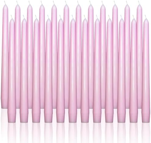 OSHINE 10 Inch Pink Taper Candles - 24 Pack Long Taper Candle Dripless Unscented Smokeless & Emergency 7-8 Hours Long Burning Tall Candlesticks Ideal for Valentine, Weddings, Dinner Parties, Advent by OSHINE