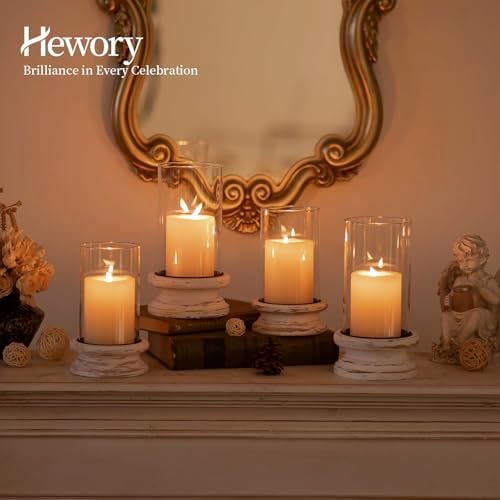 Hewory Hurricane Glass Candle Holders: 2Pcs White Wooden Candle Holders - Image 4