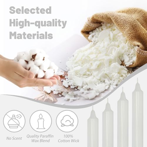 NJAO HOO White Candlesticks 10 Inch Handmade Dripless Taper Candles Unscented Colored Candle Set - Up to 9-11 Hours Burn, Pack of 4 - Image 4