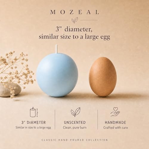 MOZEAL Hand-Poured, 3 Inch Baby Blue Round Ball Candles - Elegant Baby Blue Round Pillar Candles Set of 3, Dripless, Unscented, Smokeless, Ideal for Baby Showers. - Image 3