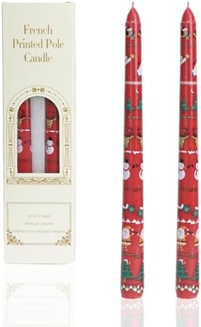 Christmas Taper Candles Red Taper Candles Candlestick Christmas Party Gift Winter Holiday Dinner Table Decorations,10inch,Set of 2,CHC by LPUSA