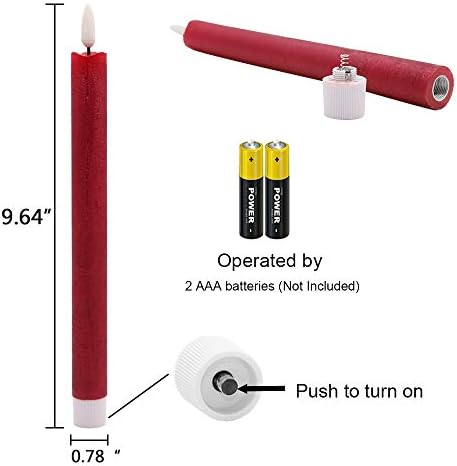 Wondise Burgundy Real Wax Flameless Taper Candles with Timer - Image 2