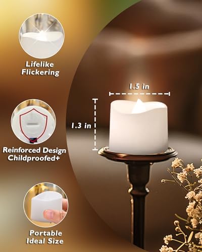 Homemory 24-Pack Flameless Tea Lights Candles Battery Operated, 200+ Hours - Image 3