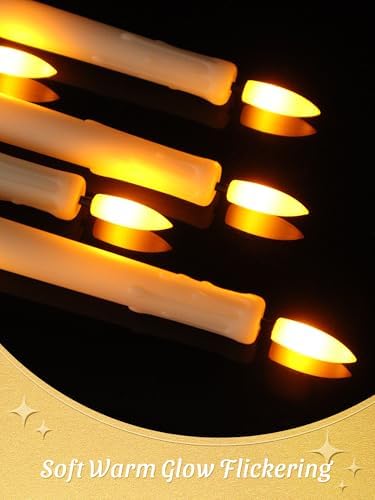 12 Pcs Flameless Taper Candles with Remote Timer, 11" Long Battery Operated Taper Candles, Flickering 3D Flame, Plastic Fake LED Candlesticks for Home Wedding Party Halloween, Ivory - Image 3