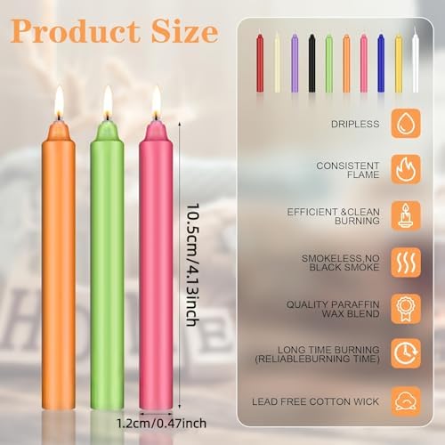 100 Pack 4 Inch Multi-Colored Spell Chime Candles-Assorted Color Chime Candles Taper Candles,Mini Taper Candles for Rituals, Prayer, Birthdays, Meditation, Altar, Spells, Chime Candles-10 Colours - Image 3