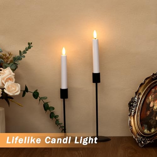 Battery Operated Flameless Taper Candles With Remote, White LED Candles - Image 4