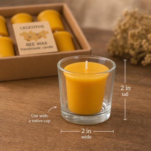 Beeswax Votive Candles 12 Pack, 2x2 Inch Pure Natural Wax Candles Smokeless & Unscented Honey Scent for Prayer, Home Decor, Emergency & Weddings, 10-Hour Burn Time (120 Hrs Total) - Image 2