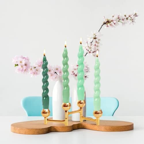 MAITREYA Green Spiral Taper Candles Conical Stick Candles Handmade Twisted Candles-Set of 4 for Decoration Weddings Party Church-Unscented Dripless Candles,7.5inch(A-Gradient Green) - Image 2