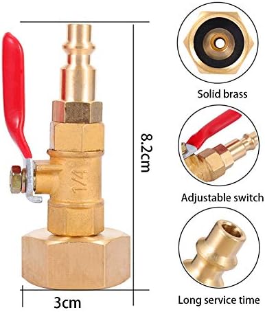 Winterize Blowout Adapter,1/4 Inch Male Quick Connecting Plug and 3/4 Inch GHT Hose Thread.with Ball Valve and Teflon Tape for Blow Out Water to Winterize Sprinkler Systems (Female) - Image 2
