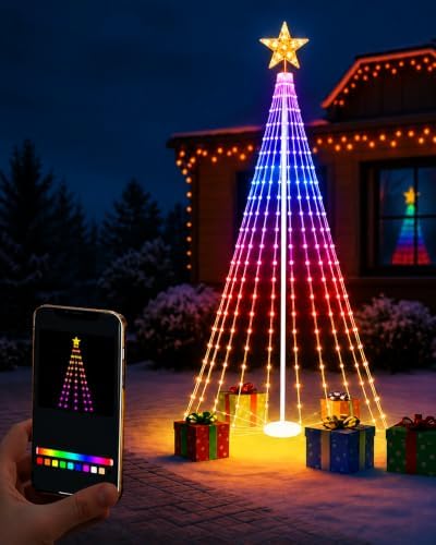 10FT Smart Outdoor Christmas Tree Lights, 514 LED RGB Light Show by LightUpEveryHolidayMoment