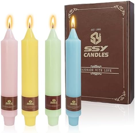 Pastel Short Taper Candle 7 Inch Candlesticks Unscented Dripless Tapered Candle Set for Home Decor Wedding Party Dinner Candles, 4 Pack by XINAOBAOLUO