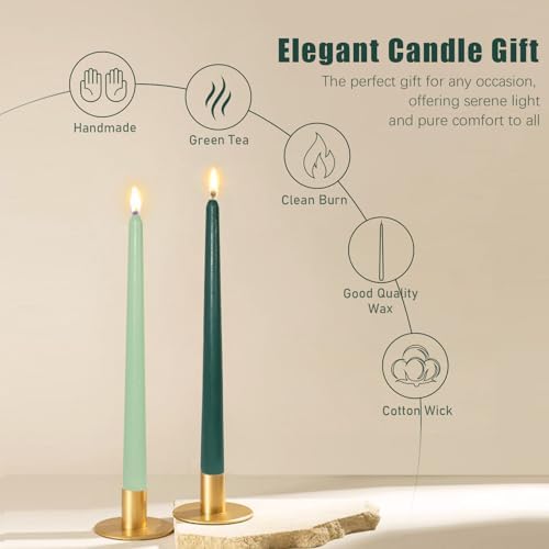 Candlesticks Long Taper Candle,Green Tea Scented 10 Inches Gradient Green Candle Sticks Smokeless Tapered Candles for Home Décor Holiday Gifts - Image 3