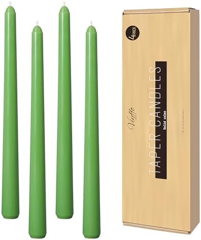 Viyffo Taper Candles, 10 Inch, 4 Pack, Grass Green – Unscented, Smokeless by Viyffo
