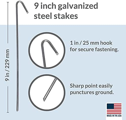 30 Pack Tent Stakes Metal Garden Edging Fence Hooks Pegs Christmas Decoration Stakes Made USA 9 inches Long - Image 3