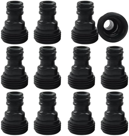 12 Pack Black Plastic Garden Hose Quick Connect Fittings - 3/4-Inch Male Adapter, Perfect for Watering Systems, Sprinklers and Drip Irrigation by Rierdge