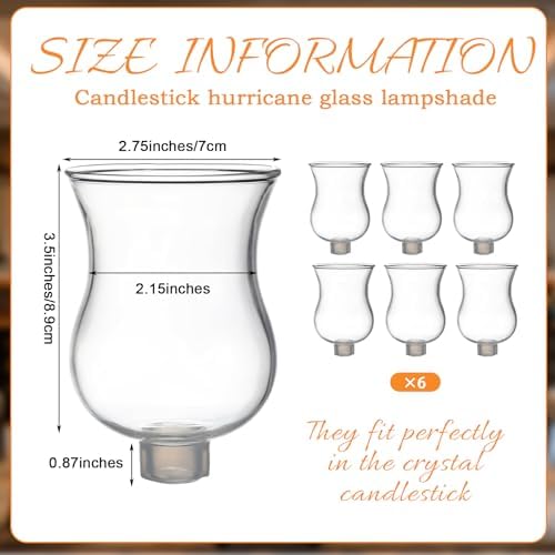 VIHOSE Bulk Set of 6 Clear 2.75" Peg Votive Holders with Rubber Gasket Glass Wholesale Candelabra Hurricane Glass Shades Votive Candleholder Cups for Modern Contemporary Home Decor - Image 2