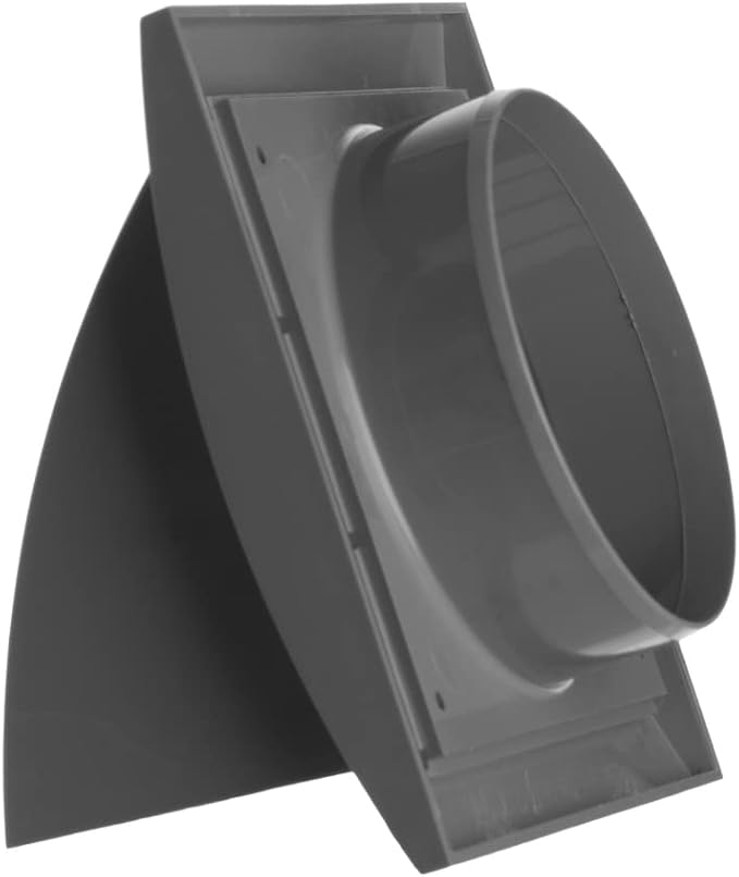 4 Inch Exhaust Hood Vent with Rain Cover and Flap - Outdoor Air Vent Cover - HVAC Exhaust Cap - ABS Plastic Grey