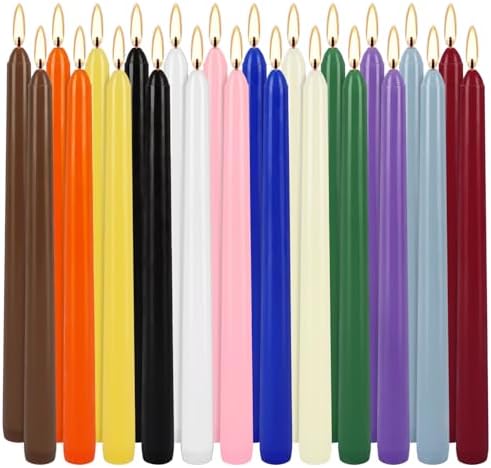 24 Pack Assorted Color Spell Chime Candles – Premium Unscented Dripless,Taper Candles for Rituals, Prayer, Birthdays, Meditation, Altar, Spells, Chime Candles - 10 Inch Tall - Ideal for Witches by fclayvts