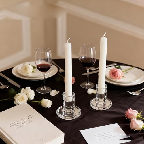 36 Pack Clear Glass Taper Candle Holders, 2.5 Inch Small Candlestick Stands for for Candle Sticks Christmas Party Living Room Dinner Advent Decoration (36) - Image 5