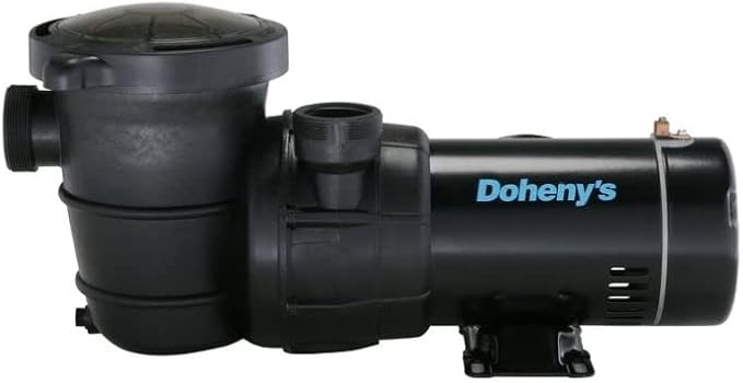 Doheny's 1 HP Above Ground Swimming Pool Pump, 115V, 75 GPM | 0.9 THP, Stainless Steel Shaft, Reinforced Thermoplastic, Low-Noise, High-Efficiency, 1.5" Internal & 2.5" External Threading