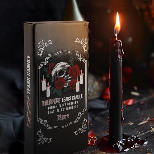 YOROXRG 12PCS 10-Inch Black Bleeding Taper Candles,Vampire Tears Taper Candles- Unscented Ideal for Halloween, Christmas, Rituals, and Themed Party Decor - Image 3