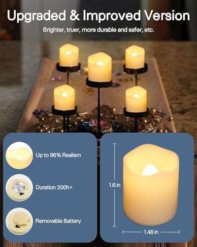 SHYMERY Flameless Votive Candles,50 Pack Flickering Electric Fake Battery Operated LED Candles,200+Hour Long Lasting LED Tea Lights for Wedding,Halloween,Christmas,Party and Holiday Decoration - Image 5