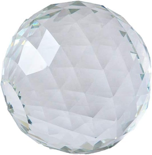 Clear Cut Crystal Sphere 50mm Faceted Gazing Glass Ball Suncatcher | Create a Prism of Light,Have a Flat end to Display,Rainbow Maker,for Home Hotel Bedroom Bedside Table Photography Décor