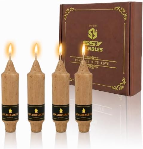 5 Inch Short Tapered Candles Unscented Wood Vintage Candles for Home Decor by XINAOBAOLUO