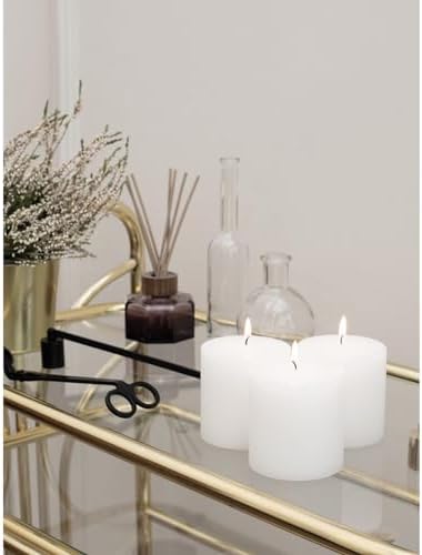 CANDWAX 3x3 Pillar Candles Set of 3 - Rustic Unscented No Drip White Candles for Home Decor, Weddings, Centerpieces - Image 5