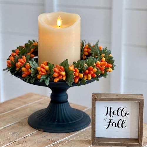 Daifunli 2 Pcs Fall Candle Rings Wreaths for Pillar 3.9 Inch Pip Berry - Image 4