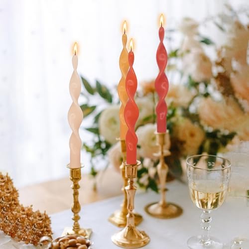 Smokeless Gradient Orange Spiral Taper Candle Unscented Taper Candlesticks Handmade 10 inch Long Twisted Candles for Wedding Home Decor Women Gifts - Image 6