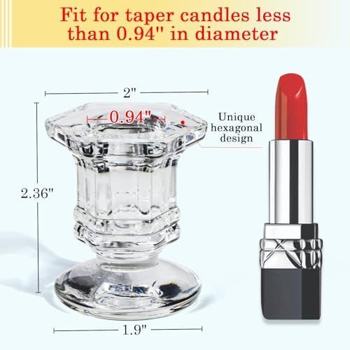 Lanttu 12 Pcs Clear Candlestick Holders Bulk Glass Candle Holders Set Clear - Image 2