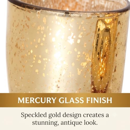 6 Pcs Assorted Gold Votive Candle Holders, Mercury Glass Tea Lights Holder - Image 4