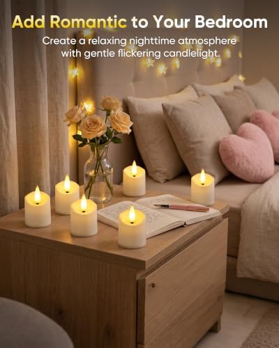 Homemory 6 Pack Rechargeable Tea Light Candles with Remote, 2/4/6/8H Timer - Image 7