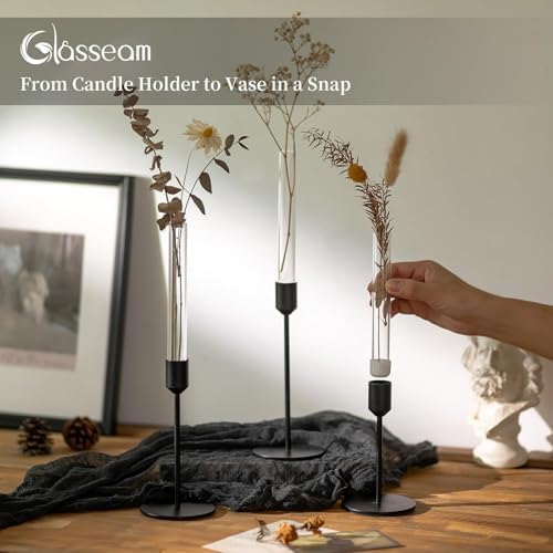 Glasseam 3 Pcs Glass Bud vase for Taper Candle Holder, Fit 22mm Candlestick - Image 4